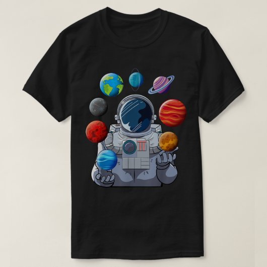 Astronaut Juggling Planets Art T-shirt (Design voorkant)