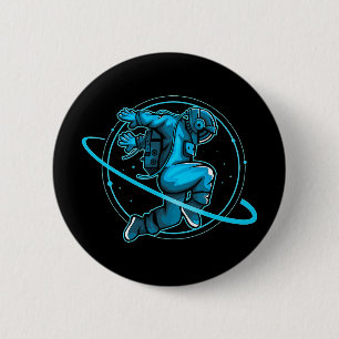 Astronaut Jumping Around Saturn Artwork Ronde Button 5,7 Cm