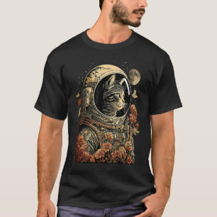 Astronaut Kat Bloemen Astronaut Pak Roze F T-shirt