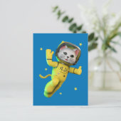 Astronaut Kat  Cartoon Briefkaart (Staand voorkant)