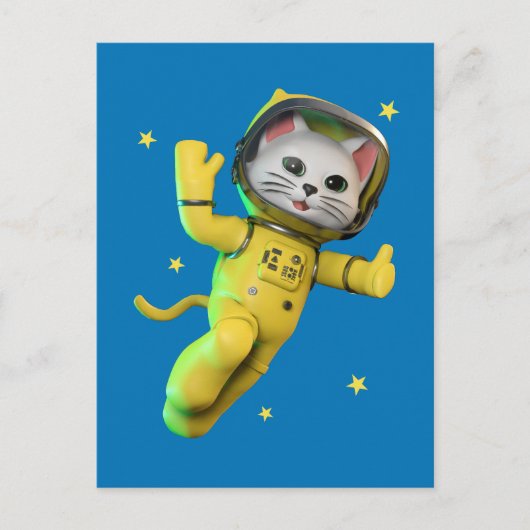 Astronaut Kat  Cartoon Briefkaart (Voorkant)