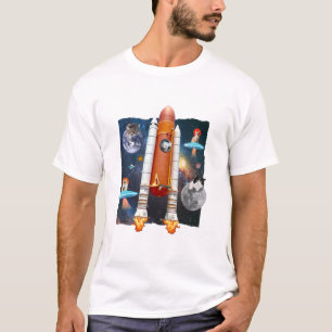 Astronaut Kat in de Ruimte Grappige Sci-Fi T-Shirt
