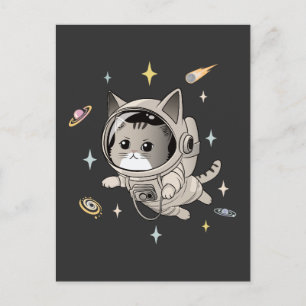 Astronaut kat in de ruimte Schattigee kat Briefkaart