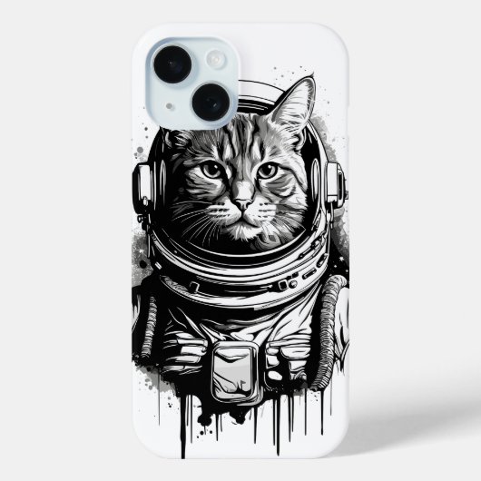 Astronaut Kat Inkt Kunst Case-Mate iPhone Case (Achterkant)