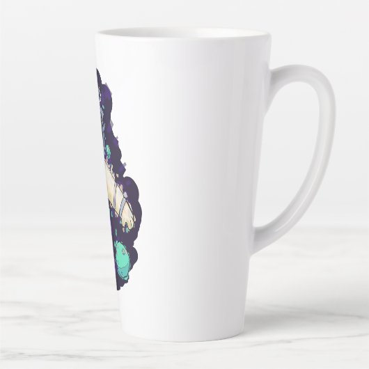 Astronaut Kat kleurrijk Latte Mok (Rechts)