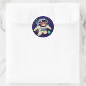 Astronaut Kat kleurrijk Ronde Sticker (Tas)