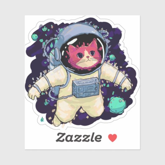 Astronaut Kat kleurrijk Sticker (Vel)