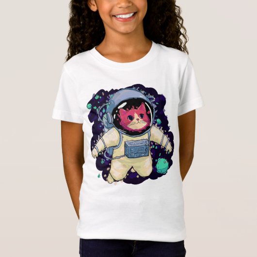 Astronaut Kat kleurrijk T-shirt (Voorkant)
