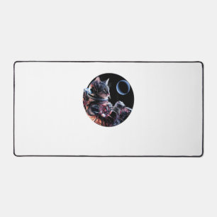 Astronaut kat met planeet bureaumat