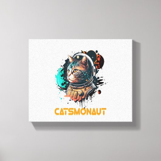 Astronaut kat of ruimtekat canvas afdruk (Voorkant)