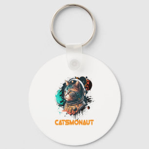 Astronaut kat of ruimtekat sleutelhanger