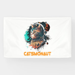 Astronaut kat of ruimtekat spandoek