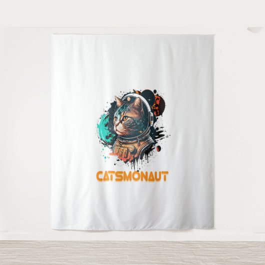 Astronaut kat of ruimtekat wandkleed (Voorkant)