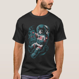 Astronaut Kat Ruimte Verkenner Galaxy Kat Retro De T-shirt