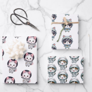 Astronaut katten in de ruimte met vrienden Schatti Inpakpapier Vel