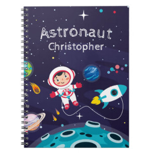 Astronaut kind op de maan, monogramme naam notitieboek