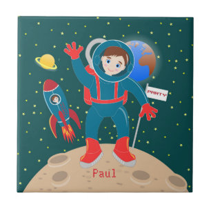 Astronaut kind op het verjaardagsfeestje van de ma tegeltje