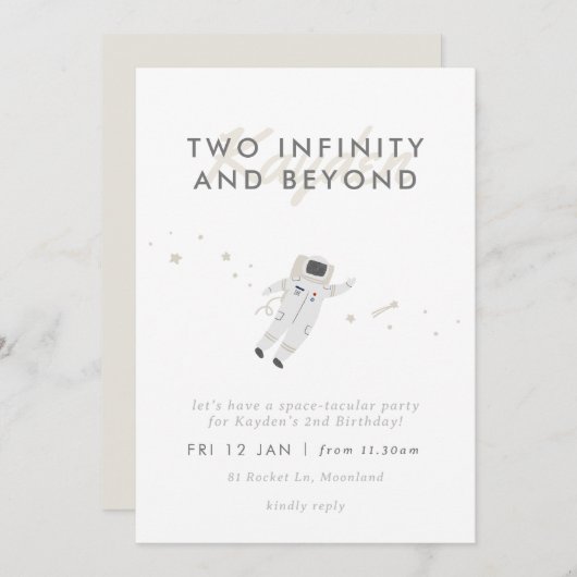 Astronaut Kinder Ruimte 2e Verjaardagsfeestje Uitn Kaart (Voorkant / Achterkant)