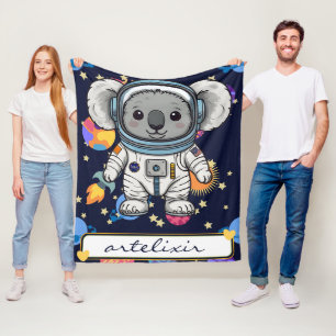 Astronaut Koala Cartoon Print Fleece Deken