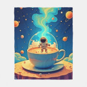 Astronaut Koffie Ruimte Kunst Fleece Deken (Voorkant)