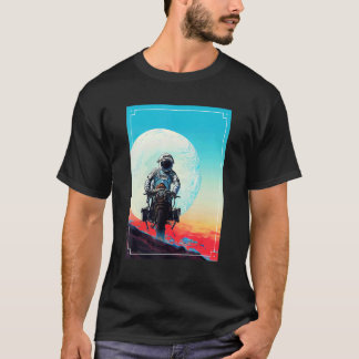 Astronaut leidt een motorfiets in ruimte 1 t-shirt