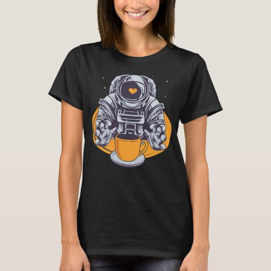 Astronaut Love Coffee T-shirt (Voorkant)