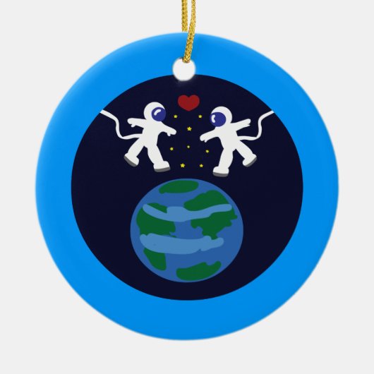 Astronaut Love Keramisch Ornament (Voorkant)