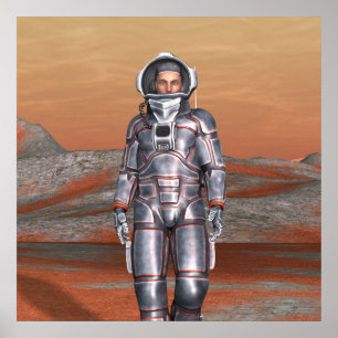 Astronaut Mars - Ruimteverkenner op buitenaardse p Poster