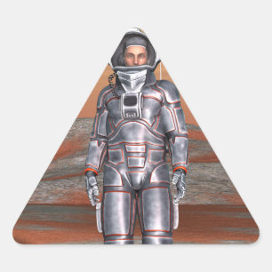 Astronaut Mars - Ruimteverkenner op Buitenlandse P Driehoek Sticker