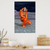 Astronaut Mars Space Explorer op een buitenaardse Poster (Keuken)