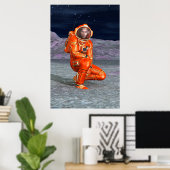 Astronaut Mars Space Explorer op een buitenaardse Poster (Thuiskantoor)