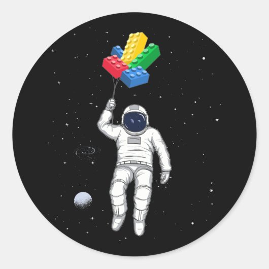 Astronaut Master Builder, bouwstenen Ronde Sticker (Voorkant)