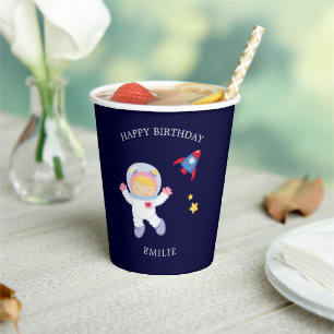 Astronaut Meisje Kinderen Verjaardag Papier Cup Papieren Bekers