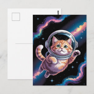 Astronaut Melkweg Planeet Ruimte Kat Kitten Kitty  Briefkaart