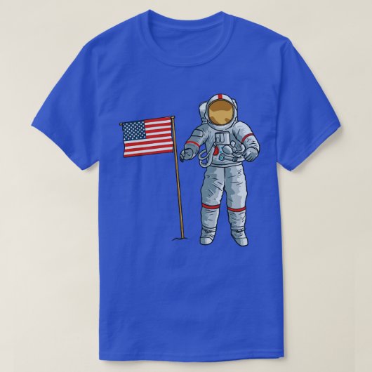 Astronaut met Amerikaanse vlag Space Moon USA T-shirt (Design voorkant)