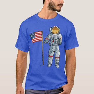 Astronaut met Amerikaanse vlag Space Moon USA T-shirt