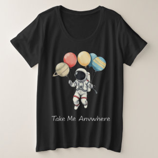 Astronaut met ballonvliegtuigen grote maat t-shirt
