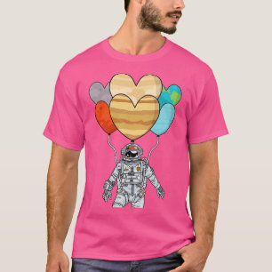 Astronaut met ballonzonnestelsel t-shirt