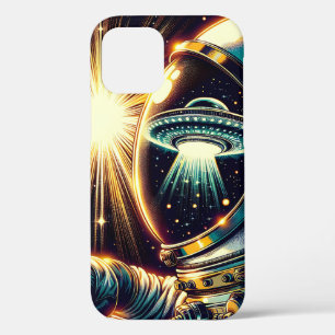Astronaut met een reflectie van een ufo iPhone 12 hoesje