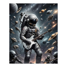 Astronaut met elektrische gitaar poster