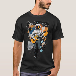 Astronaut met gitaar die muziek speelt t-shirt