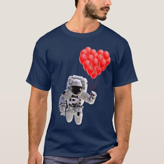 Astronaut met hartballonnen T-Shirt (Voorkant)