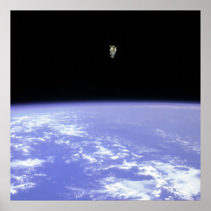 Astronaut met Manned Manuevering Unit in Space Poster