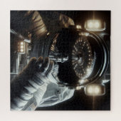 Astronaut met reflectie van UFO Legpuzzel (Horizontaal)