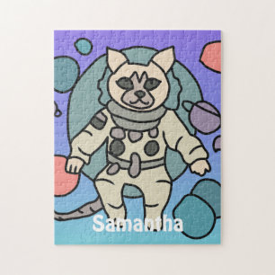 Astronaut minimalist kat in de ruimte   Grappig &  Legpuzzel