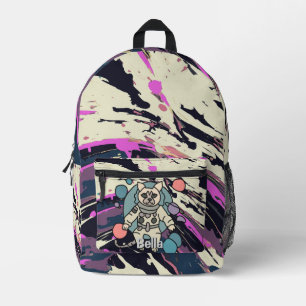 Astronaut minimalistische kat in de ruimte Grapp Bedrukte Rugzak