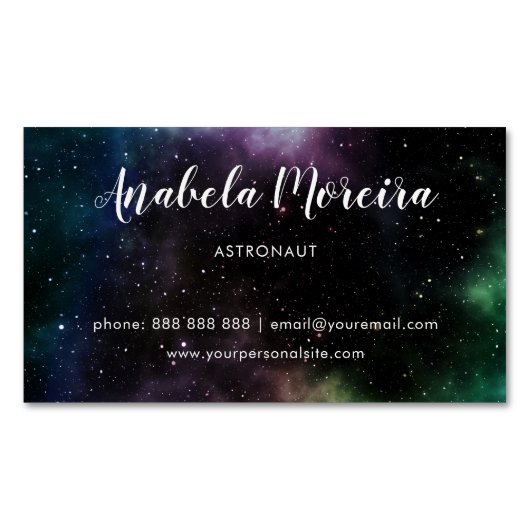 Astronaut Modern Creative Galaxy Thlek Space Dark Magnetisch Visitekaartje (Voorkant)