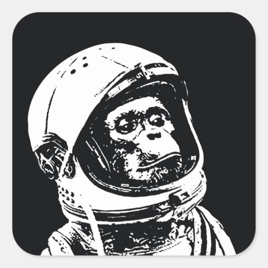 Astronaut Monkey Vierkante Sticker (Voorkant)
