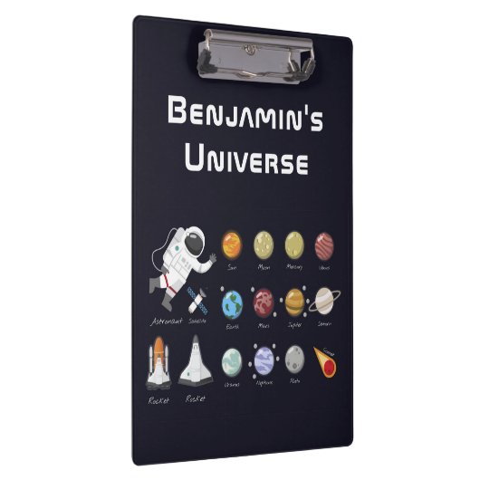 Astronaut Monogram Buitenruimte Kinder Kleurrijke Klembord (Rechts)