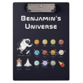 Astronaut Monogram Buitenruimte Kinder Kleurrijke Klembord (Voorkant)